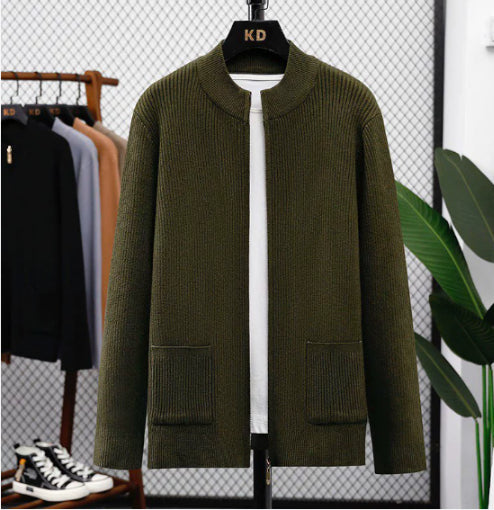Double Zipper Cardigan Sweater Men's Knitwear Coat