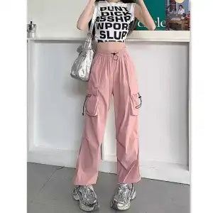 High Street Hip Hop Hiphop Overalls Women's American Retro INS Dopamine Wide-leg Slacks