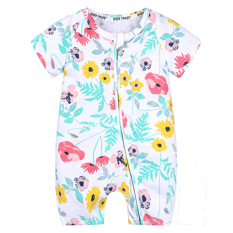 Baby Clothes Ins Summer Cotton Short-Sleeved Newborn Jumpsuit For Men And Women Baby Romper