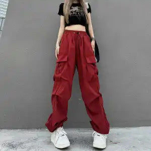 High Street Hip Hop Hiphop Overalls Women's American Retro INS Dopamine Wide-leg Slacks