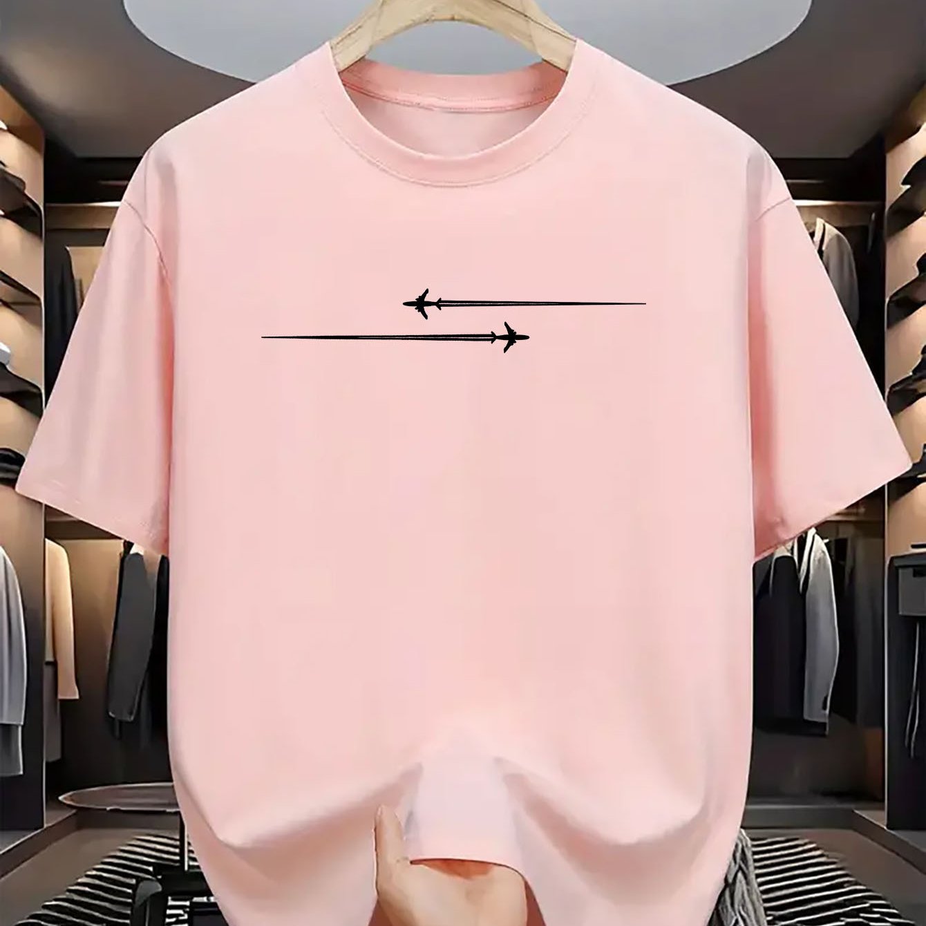 Pattern Printed Comfortable Sports Round Neck T-shirt